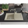 Mexen Pablo Granitspüle 1-becken mit Abtropffläche und Küchenarmatur Carla, beige - 6510-69-670700-69