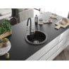 Mexen Diego Granitspüle 1-Becken mit Küchenarmatur Aster, schwarz/gold-metallic - 6512-75-73450-70
