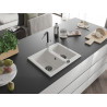 Mexen Carlos 1,5-Becken Granitspüle mit Flora Küchenarmatur, weiß - 6518-20-670401-07-B