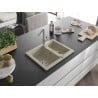 Mexen Carlos Granitspüle 1,5-Becken mit Küchenarmatur Flora, beige - 6518-69-670401-00