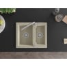 Mexen Carlos Granitspüle 1,5-Becken mit Küchenarmatur Flora, beige - 6518-69-670401-00