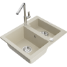 Mexen Carlos Granitspüle 1,5-Becken mit Küchenarmatur Flora, beige - 6518-69-670401-00