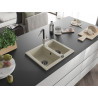 Mexen Carlos Granitspüle 1,5-Becken mit Küchenarmatur Flora, beige - 6518-69-670401-07-B