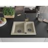 Mexen Carlos Granit-Spülbecken 1,5-Kammer mit Küchenarmatur Flora, beige - 6518-69-670401-57-B