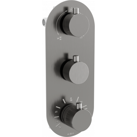 Mexen Kai thermostatische Badewannen-Duscharmatur mit 3 Ausgängen, Graphit - 77603-66