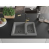 Mexen Carlos 1,5-Kammer Granitspüle mit Küchenarmatur Flora, grau - 6518-71-670401-57-B