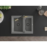Mexen Carlos 1,5-Kammer Granitspüle mit Küchenarmatur Flora, grau - 6518-71-670401-57-B