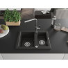 Mexen Carlos Granitspüle 1,5-Becken mit Küchenarmatur Flora, schwarz/gold metallic - 6518-75-670401-00