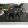 Mexen Carlos Granitspüle 1,5-Becken mit Küchenarmatur Flora, schwarz/gold metallic - 6518-75-670401-07-B