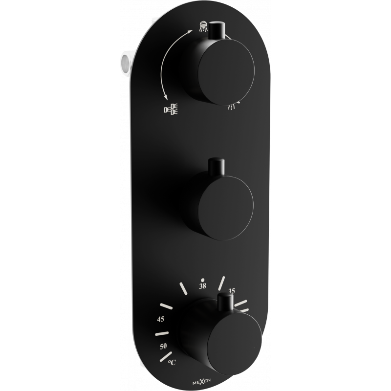Mexen Kai thermostatische Bad-Duscharmatur mit 3 Auslässen, schwarz - 77603-70