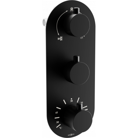 Mexen Kai thermostatische Bad-Duscharmatur mit 3 Auslässen, schwarz - 77603-70