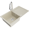 Mexen Leo Granitspüle 1-beckig mit Abtropffläche und Küchenarmatur Elia, beige - 6501-69-670101-00