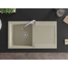 Mexen Leo Granitspüle 1-beckig mit Abtropffläche und Küchenarmatur Elia, beige - 6501-69-670101-00