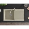Mexen Leo Granitspüle 1-becken mit Abtropffläche und Küchenarmatur Elia, beige - 6501-69-670101-69