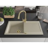 Mexen Leo Granitspüle 1-beckig mit Abtropffläche und Küchenarmatur Elia, beige - 6501-69-670101-50