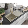 Mexen Leo Granitspüle 1-Becken mit Abtropffläche und Küchenarmatur Elia, beige - 6501-69-670101-50