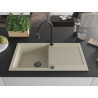 Mexen Leo Granitspüle 1-beckig mit Abtropffläche und Küchenarmatur Elia, beige - 6501-69-670101-70
