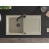 Mexen Leo Granitspüle 1-beckig mit Abtropffläche und Küchenarmatur Elia, beige - 6501-69-670101-70