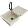 Mexen Leo granitspüle 1-becken mit abtropffläche und küchenarmatur Elia, beige - 6501-69-670101-70