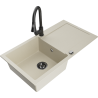 Mexen Leo Granitspüle 1-beckig mit Abtropffläche und Küchenarmatur Elia, beige - 6501-69-670101-70
