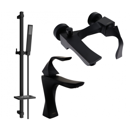 Mexen Estrella DQ02 Badewannen-Set, schwarz - 72303DQ02-70