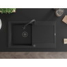 Mexen Leo Granitspüle 1-Becken mit Abtropffläche und Küchenarmatur Elia, schwarz/silber metallic - 6501-73-670101-70-B