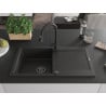 Mexen Leo granit Spüle 1-Becken mit Abtropffläche und Küchenarmatur Elia, schwarz/gold metallic - 6501-75-670101-70-B