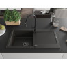 Mexen Leo Granitspüle 1-Becken mit Abtropffläche und Küchenarmatur Elia, schwarz/gold metallic - 6501-75-670101-70-B