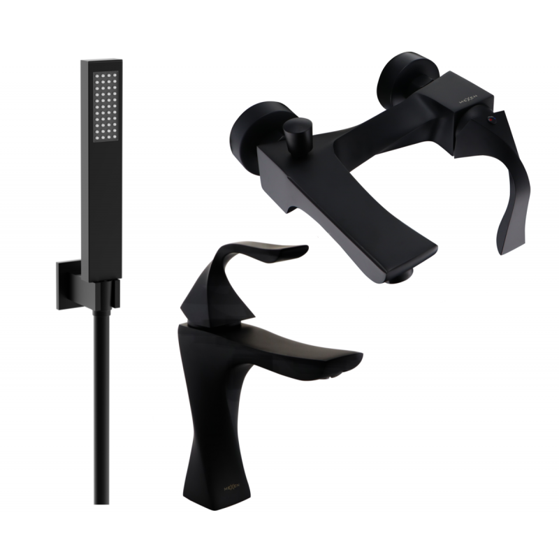 Mexen Estrella R02 Badewannen-Set, schwarz - 72303R02-70