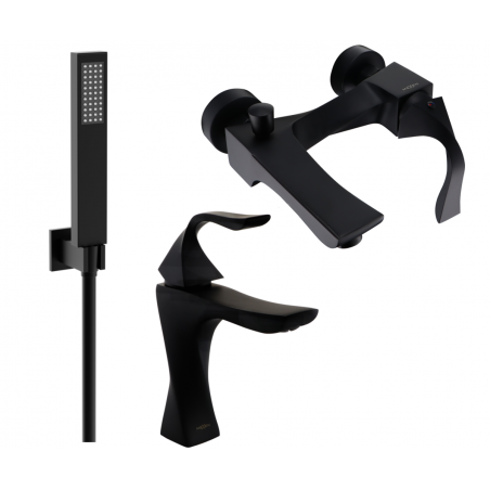 Mexen Estrella R02 Badewannen-Set, schwarz - 72303R02-70