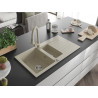 Mexen Matias 1,5-fach Granitspüle mit Abtropffläche und Küchenarmatur Elia, beige - 6502-69-670101-69