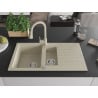 Mexen Matias 1,5-fach Granitspüle mit Abtropffläche und Küchenarmatur Elia, beige - 6502-69-670101-69