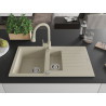 Mexen Matias Granitspüle 1,5-beckig mit Abtropffläche und Küchenarmatur Elia, beige - 6502-69-670101-69