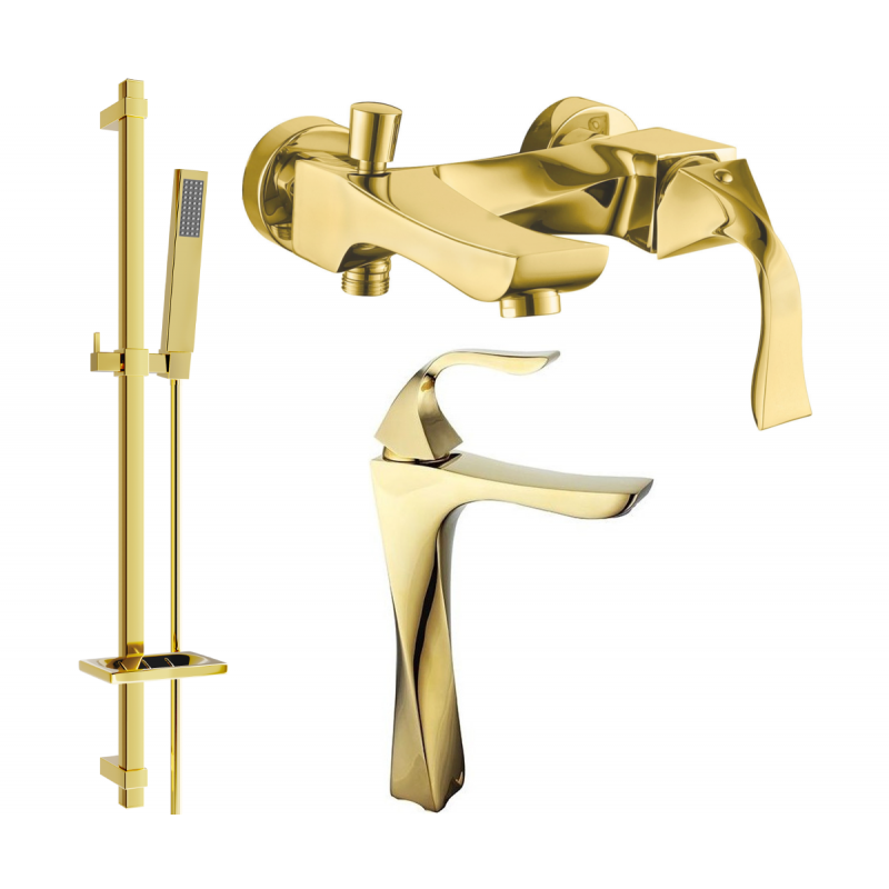 Mexen Estrella DQ02 Badewannen-Set, gold - 72313DQ02-50