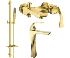 Mexen Estrella DQ02 Badewannen-Set, gold - 72313DQ02-50