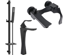 Mexen Estrella DQ02 Badewannenset, schwarz - 72313DQ02-70