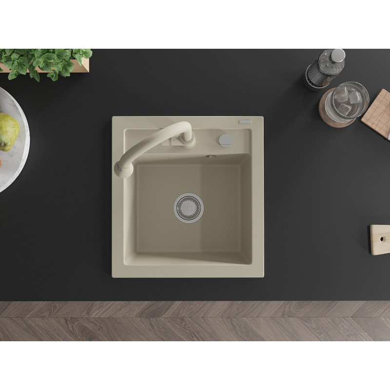 Mexen Vito Granitspüle 1-Becken mit Küchenarmatur Elia, beige - 6503-69-670101-69