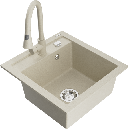 Mexen Vito 1-Becken-Granit-Spüle mit Mischbatterie Elia, Beige - 6503-69-670101-69