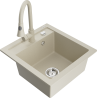 Mexen Vito Granitspüle 1-Becken mit Küchenarmatur Elia, beige - 6503-69-670101-69