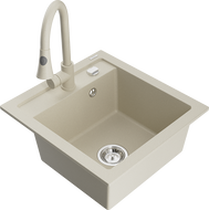 Mexen Vito Granitspüle 1-Becken mit Küchenarmatur Elia, beige - 6503-69-670101-69