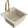 Mexen Vito Granitspülbecken 1-Becken mit Küchenarmatur Elia, beige - 6503-69-670101-50