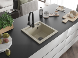 Mexen Vito Granitspüle 1-Becken mit Küchenarmatur Elia, beige - 6503-69-670101-70