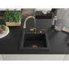 Mexen Vito Granitspüle 1-Becken mit Küchenarmatur Elia, Schwarz/Silber Metallic - 6503-73-670101-50