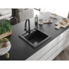 Mexen Vito Granitspüle 1-Schüssel mit Küchenarmatur Elia, schwarz/silber metallic - 6503-73-670101-70