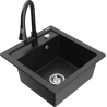 Mexen Vito Granitspüle 1-Becken mit Küchenarmatur Elia, schwarz/silber metallic - 6503-73-670101-70