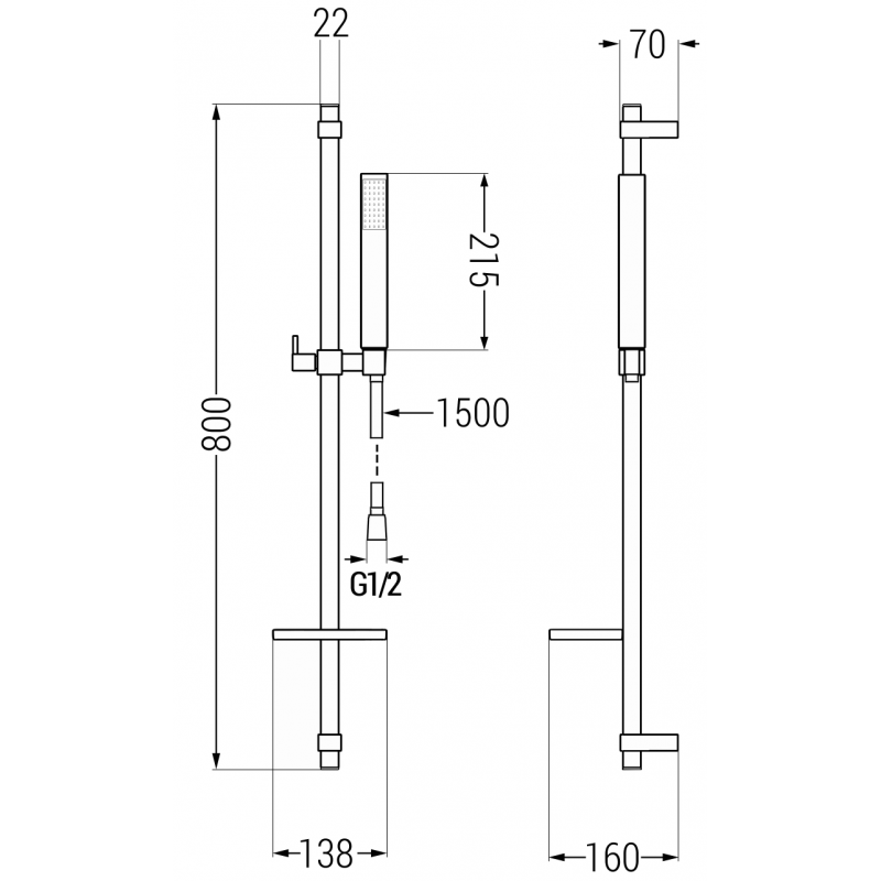 Mexen Mino DQ77 Badezimmerset, schwarz - 72403DQ77-70