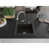 Mexen Vito Granitspüle 1-Kammer mit Küchenarmatur Elia, schwarz/gold metallic - 6503-75-670101-00