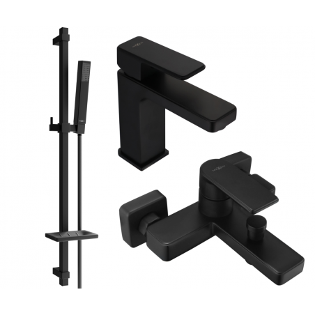 Mexen Mino DQ77 Badezimmerset, schwarz - 72403DQ77-70