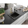Mexen Vito Granitspüle 1-becken mit Küchenarmatur Elia, schwarz/gold Metallic - 6503-75-670101-50-B