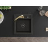 Mexen Vito 1-Kammer-Granistpüle mit Küchenarmatur Elia, schwarz/goldener Metallic - 6503-75-670101-50-B